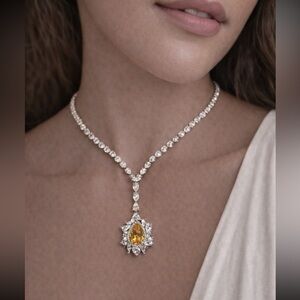 Charlotte & Lexi Silver Necklace with Yellow Pendant